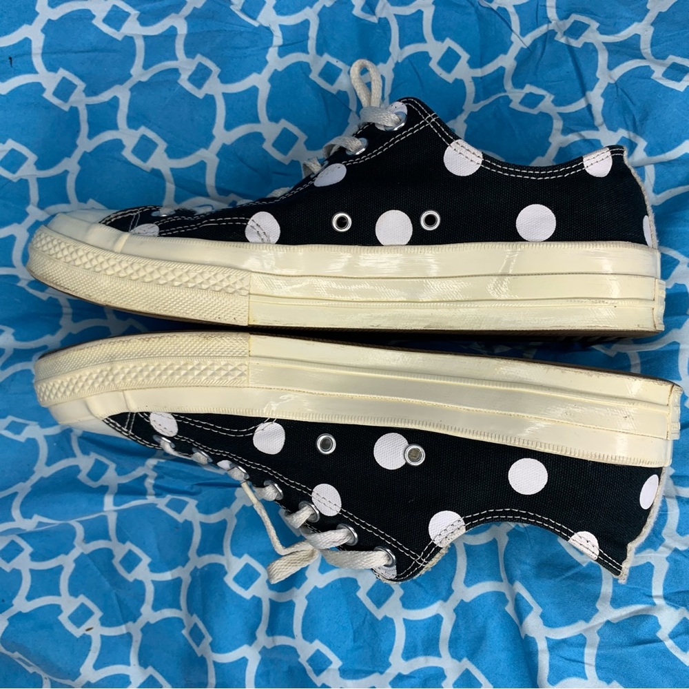 Mens size 10 Converse Comme Des Garcons polka dot print low top CDG chuck taylor - Picture 5 of 10